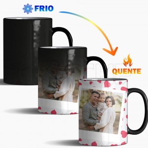 Caneca Mágica Personalizável com Fotos Corações