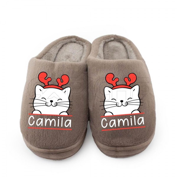 Chinelo Personalizado Pelúcia Gato