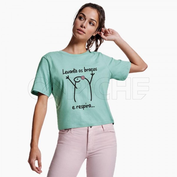 T-shirt Cropped  Levanta os Braços