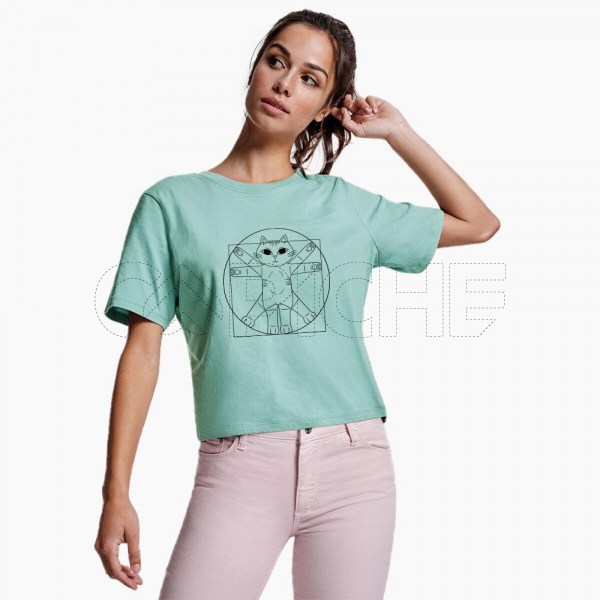 T-shirt Cropped Gato vinci