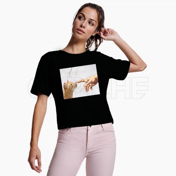 T-shirt Cropped Cat Human